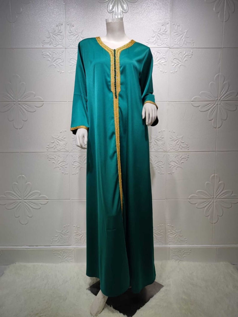 Caftan Marocain Abaya Long Satin Evening Dress for Women - Etsy