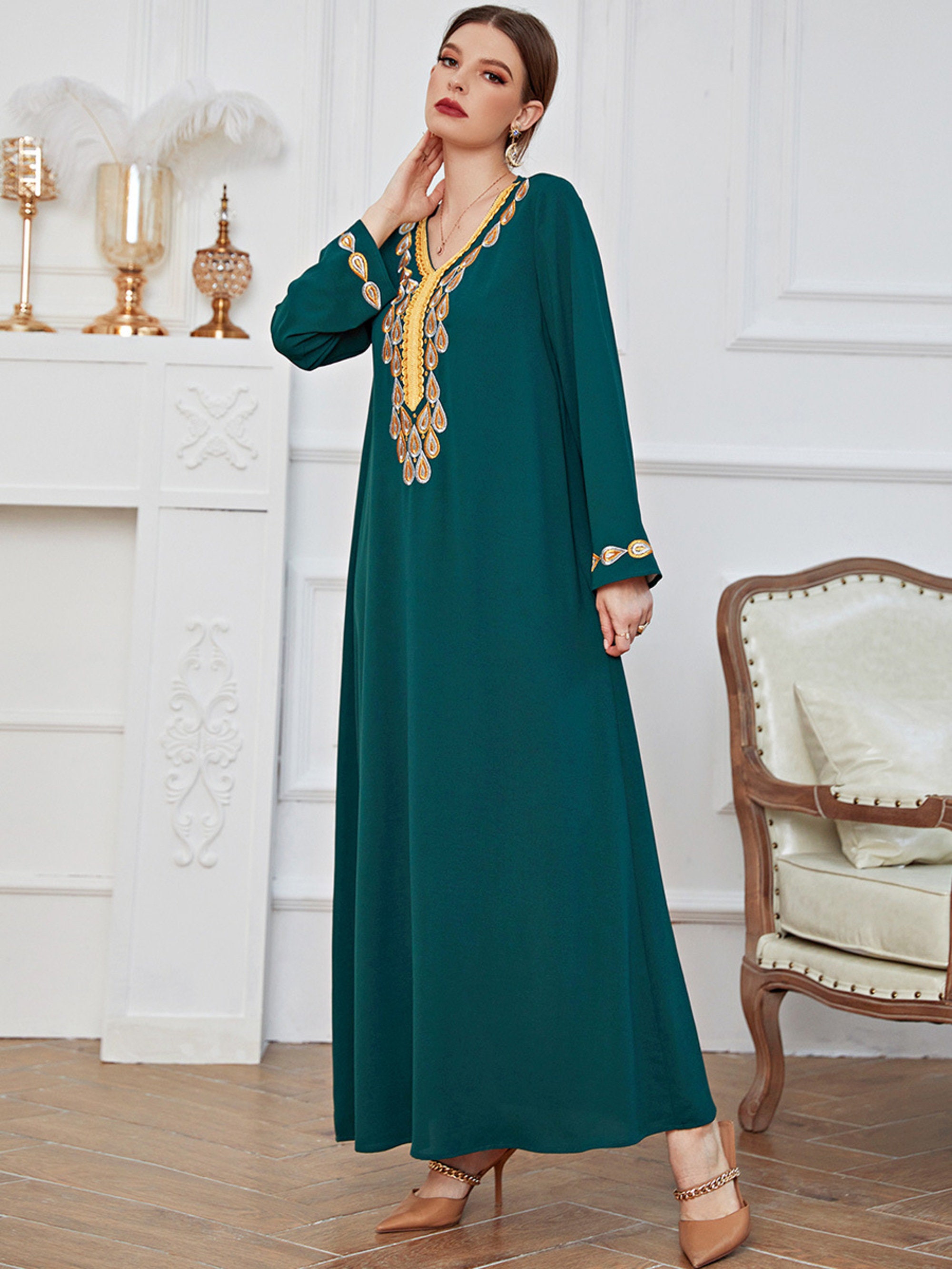 Eid Mubarak Women's Long Dress Abaya Dubai Caftan - Etsy
