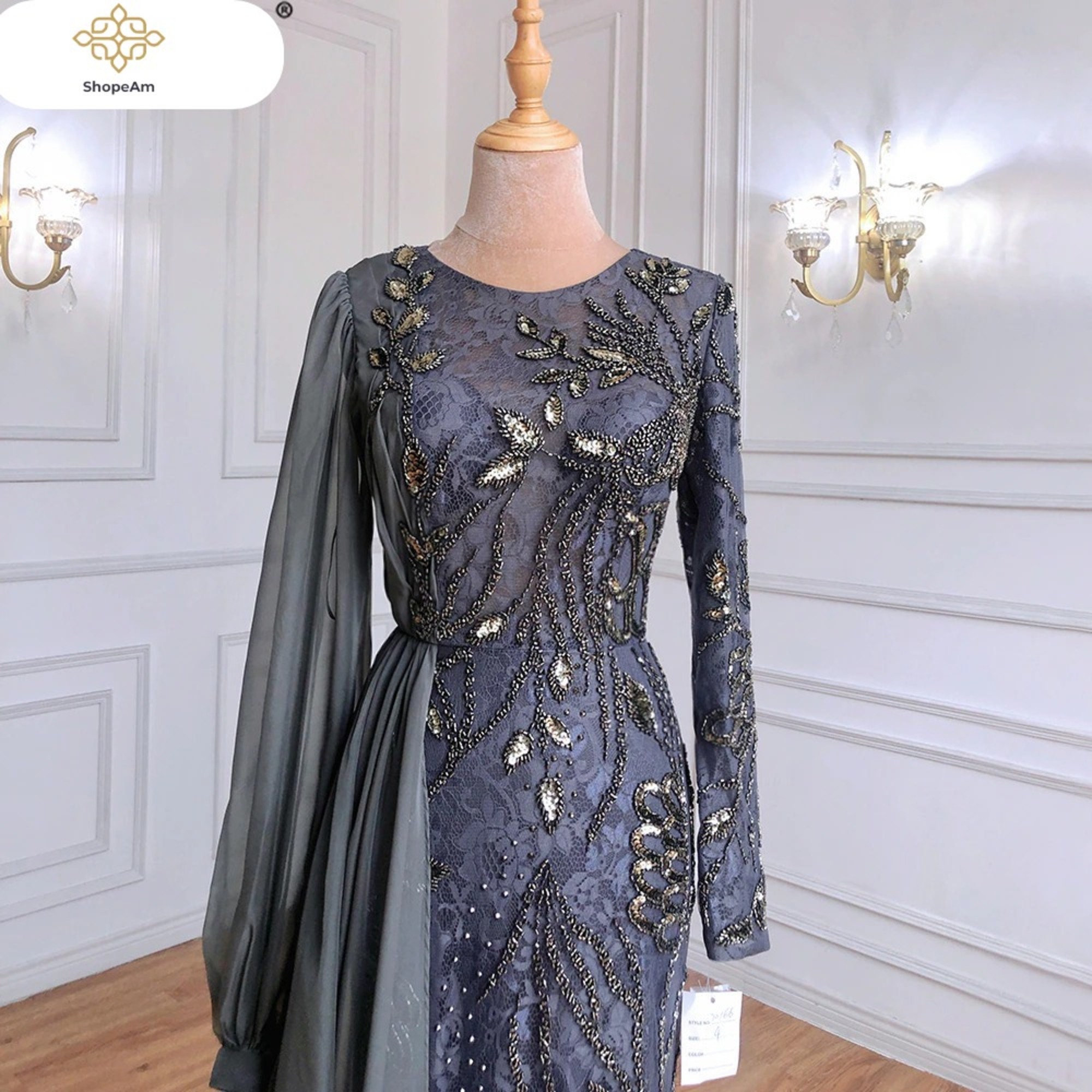 Sale Grey Wedding Dress Royal Moroccan Dubai Kaftan for - Etsy