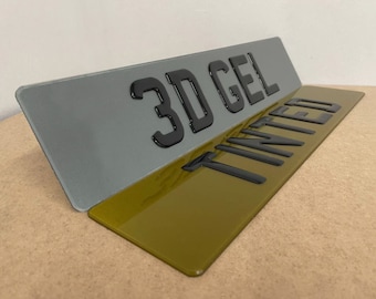 3D Gel Tinted Gel Number Plates Standard Oblong Size Smoked Dark SHOW PLATE