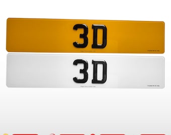 3D gel Road Legal Number Plates Mot Friendly Front And Rear for Car, Trailer, Show