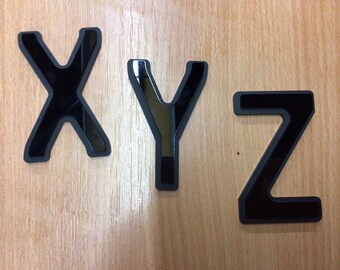 1x 4D Pyramid Matte&Gloss 6mm Black Letter For Number Plates