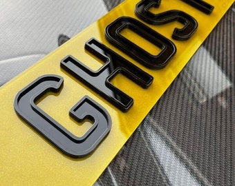 4D GHOST LASER CUT number plate letters Black 3D self-adhesive
