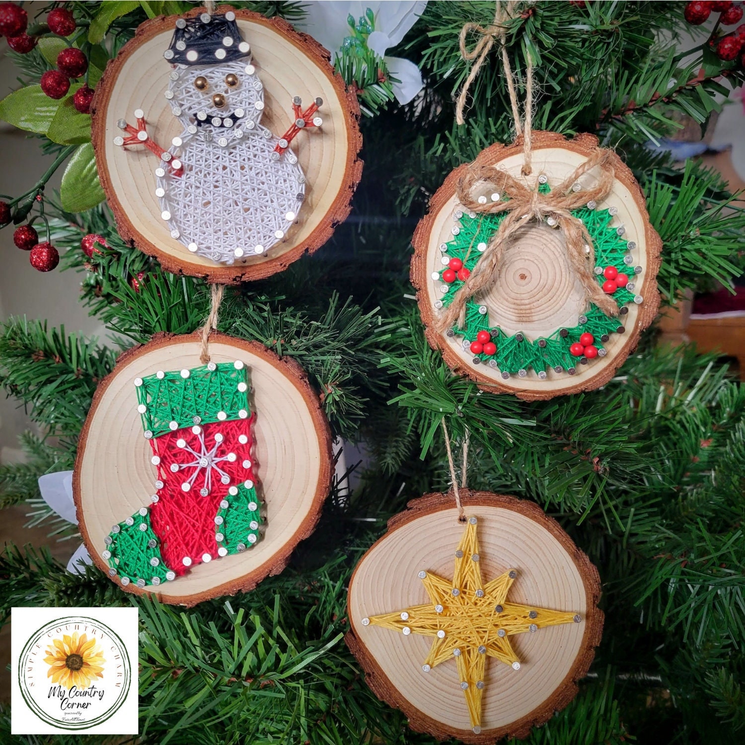 Christmas Tree String Art Ornament Kits, Real Wood Slice, Crafts for Kids,  Teens and Adults. DIY Christmas Ornaments. Party Activities - Etsy, image size:1500x1500