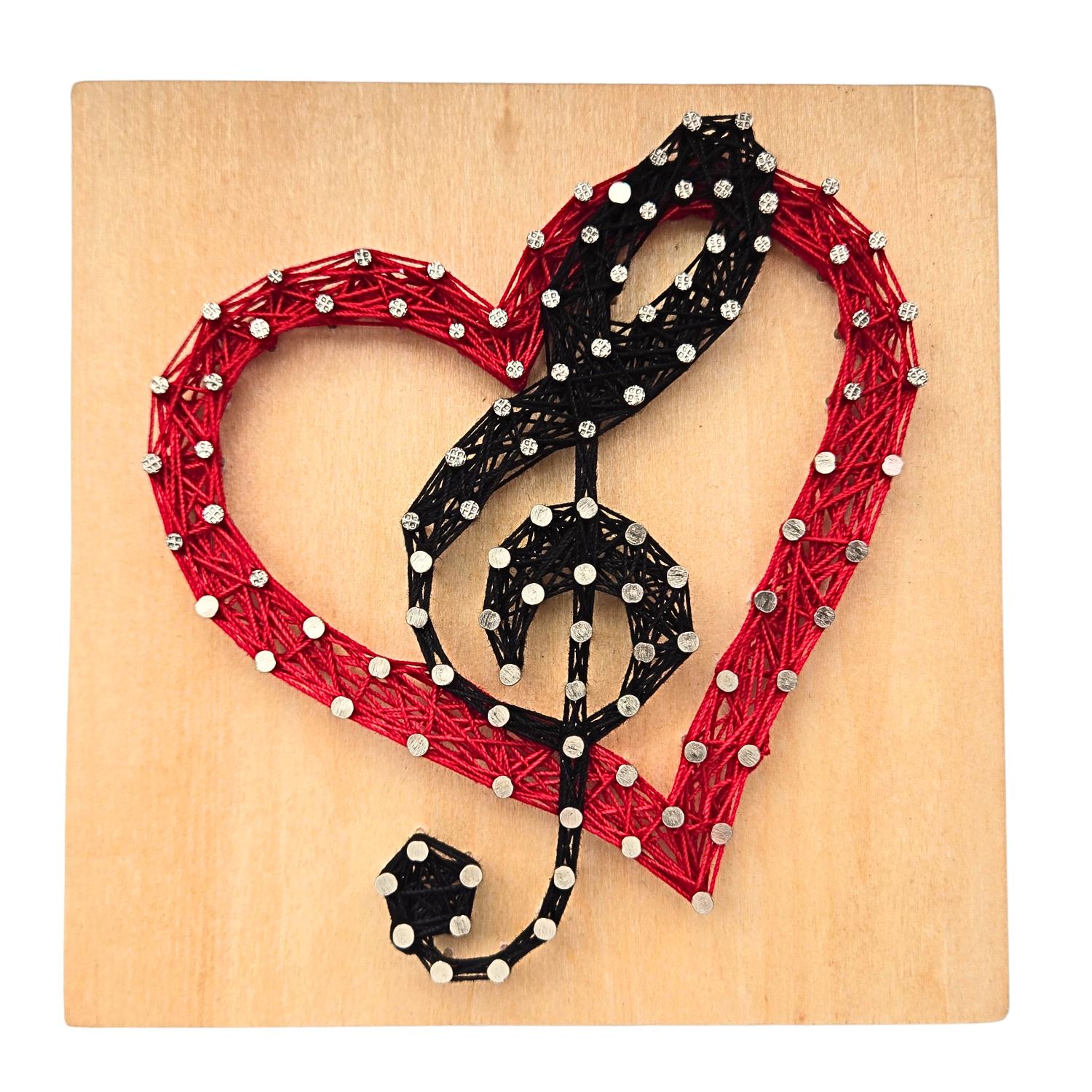 String Table Clef DIY String Art Heart Treble Clef, Music Teacher Gift, Wood Wall Hanging ...