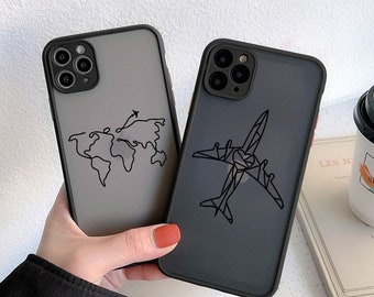 iPhone Case Transparent Travel Map Airplane High Quality Phone Case For iPhone 14, 13, 12, 11, XR, 7, 8 pro pro max Soft Silicone Back Cover