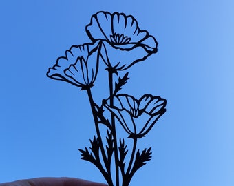 Original Californian Poppies papercut | handmade papercut flowers | gift for a flower lover | flower papercut | papercut anniversary gift