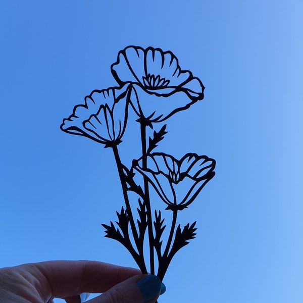 Original Californian Poppies papercut | handmade papercut flowers | gift for a flower lover | flower papercut | papercut anniversary gift