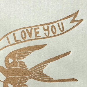 Love Bird Linocut Print | Love Themed | Bird Mini Print | Original Art | Stylized Bird | Tattoo Style | Cute 'Love You' Art | Giftable Art afbeelding 14