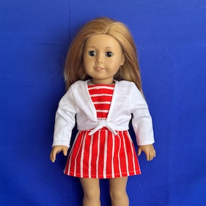 Knit dress and sweater - Stripes of Fun - Modern short daytime dress of orange and white stripes with white knit sweater