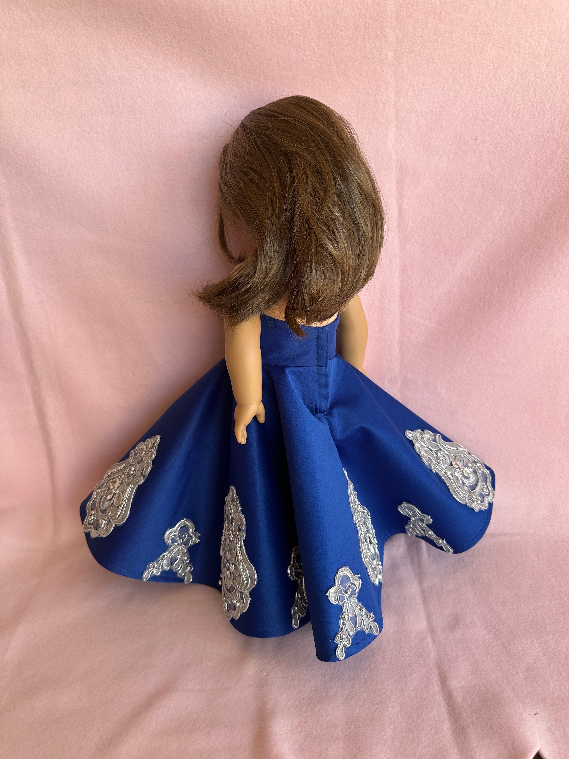 Royal Purple Silk Shantung Ball Gown With Pistachio Green Flower Embroidery