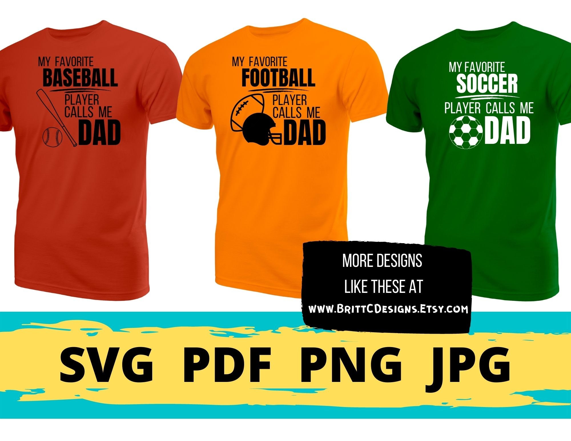 My Favorite Football Player Calls Me Dad SVG Men's T-Shirt Digital Download Father's Day Mug Birthday Gift for Him Football Dad PNG