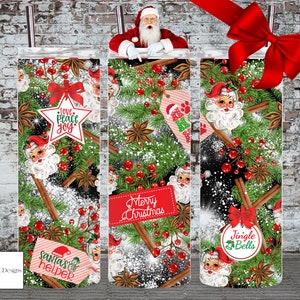 Kerstman kerst tag beker wrap, kerstman helper, winterzonnewende behang, winter wonderland, sneeuwt vakantietafereel, vintage sint