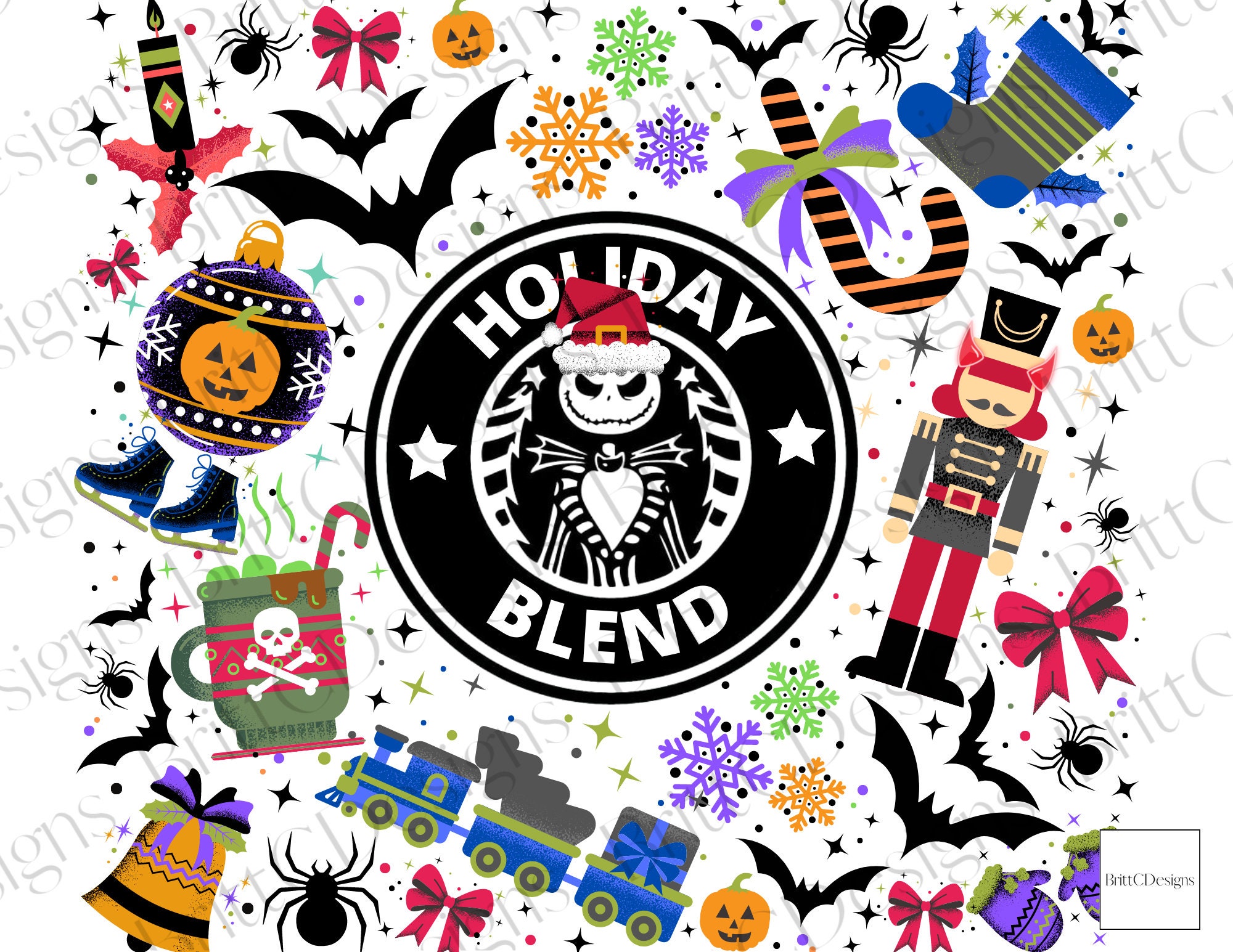 Nightmare Before Christmas Tumbler Wrap, Holiday Blend Sublimation