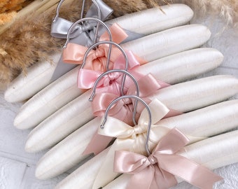 Cream Baby Clothes Hanger Set Decorated with Colorful Ribbon, Padded Hanger , Luxury Padded Hanger, Cloth Hanger, Set of 6,