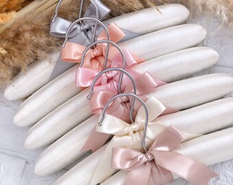 Cream Baby Clothes Hanger Set Decorated with Colorful Ribbon, Padded Hanger , Luxury Padded Hanger, Cloth Hanger, Set of 6,