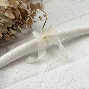 Personalized Linen Wedding Hanger,Embroidered Hanger for Bride, Bridesmaid Proposal,Wedding Decor,Date Hanger, Wedding Dress Hanger image 3