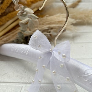 Custom Fabric Bridal Hanger with Pearl,Monogrammed Bridal Hanger,Personalized Wedding Hanger,Pearl Embellished Wedding Dress Hanger