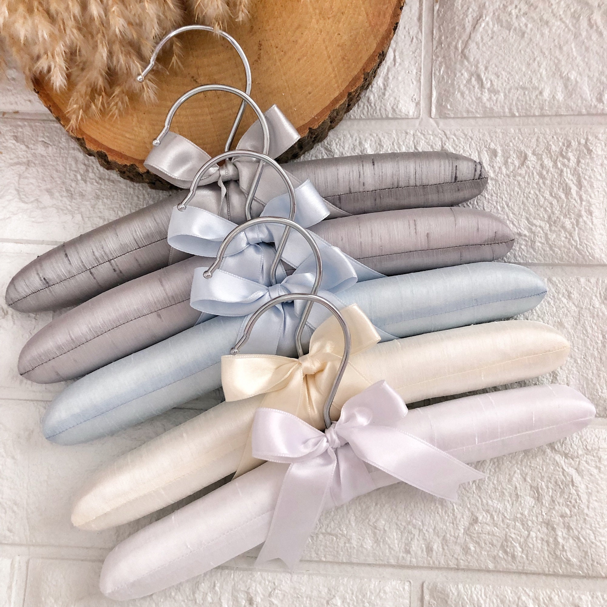 Baby Padded Hangers, Baby Boy Hanger Set ,satin Ribbon , Blue Hanger, Gray  Hanger , Baby Shower Gift Set, White and Blue Fabric ,custom Gift 