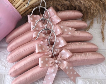 Dark Powder Pink Handmade Hangers | Hangers For Baby | Fabric Padded Hangers| Best Gift For New Born Baby  | Set of 5 | Pregnant Gift|