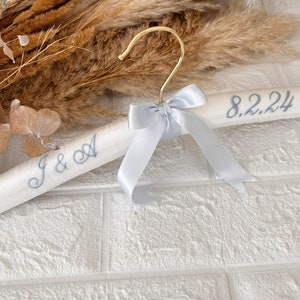 Something Blue Customizable Fabric Bridal Hanger with Embroidery,Crystal Blue Monogrammed Bridal Hanger,Personalized Wedding Hanger,