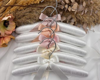 Off-White Padded Baby Clothes Hangers with Colorful Ribbons - Set of 5