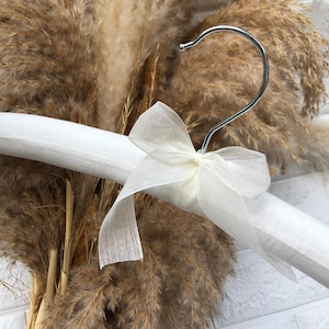 Personalized Linen Wedding Hanger,Embroidered Hanger for Bride, Bridesmaid Proposal,Wedding Decor,Date Hanger, Wedding Dress Hanger image 4