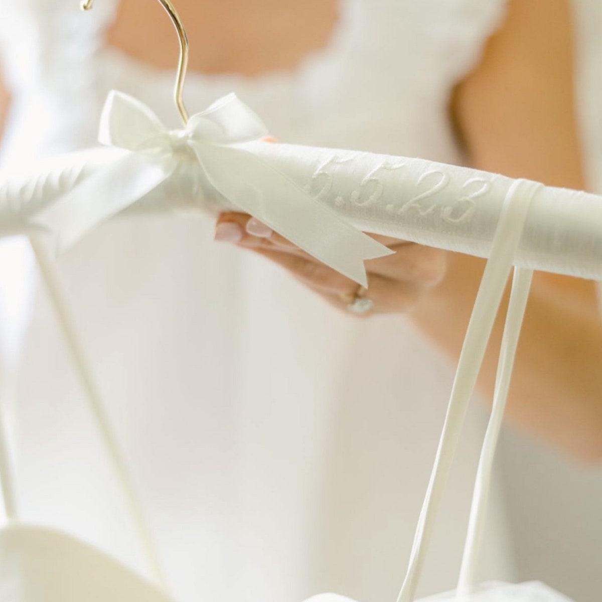 Customizable Fabric Bridal Hanger With Embroidery, Ecru Monogrammed Bridal Hanger,personalized Wedding Hanger,brides Gown Padded Hanger - Etsy
