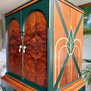SOLD**Redesigned Antique Radio Art Deco Bar Cabinet