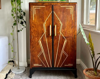 SOLD**Art Deco Bar or Cocktail Cabinet- English Antique Wardrobe