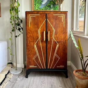 SOLD**Art Deco Bar or Cocktail Cabinet- English Antique Wardrobe