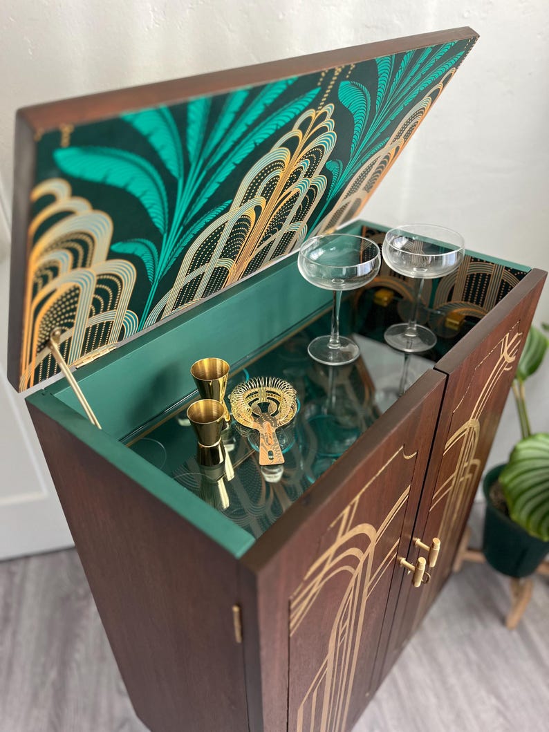 SOLD** Handcrafted & Redesigned Art Deco Bar or Cocktail Cabinet - Etsy