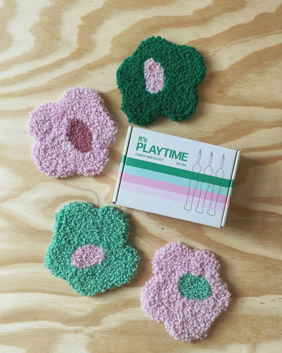 Playtime Punch Needle Mug Rug Coaster Kit BEGINNER Friendly Kit With All  Materials Included Floral Maximalist, Pink Home Decor 