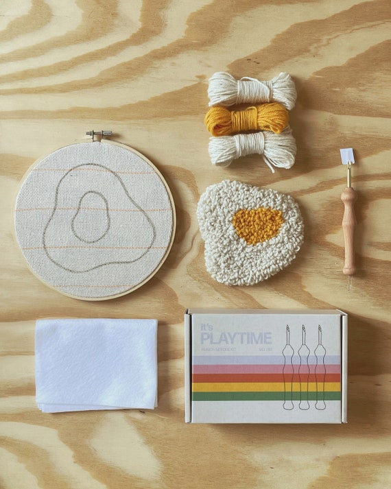 Playtime Punch Needle Mug Rug Coaster Kit BEGINNER Friendly Kit With All  Materials Included Egg Food Maximalist, Eclectic Home Decor 