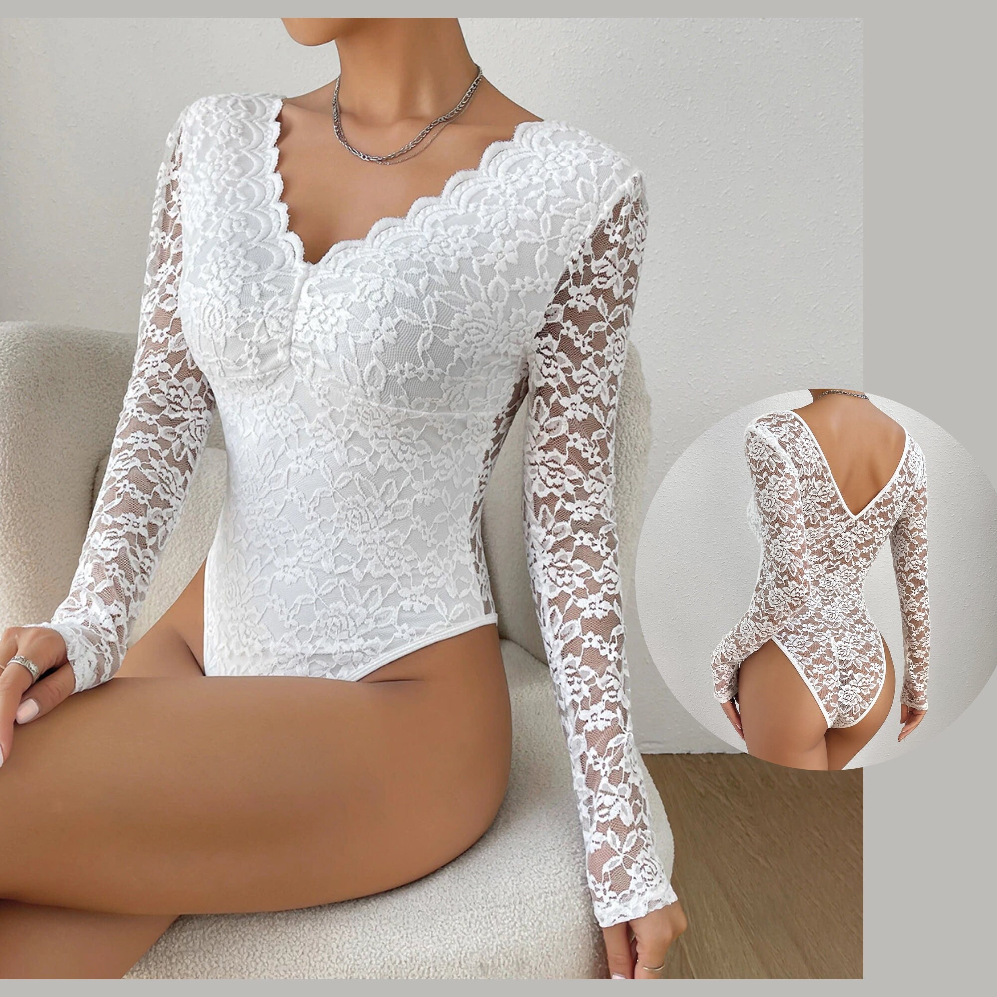 White Lace Bodysuit - Etsy