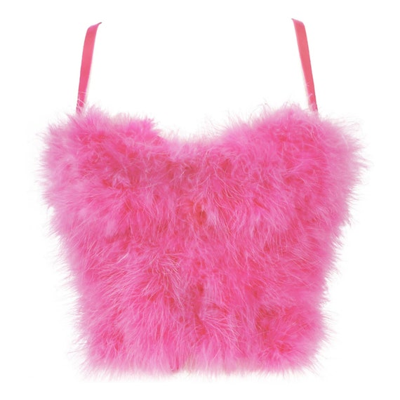 Faux Fur Pink Corset Bustier Top Summer Crop Top Performance - Etsy