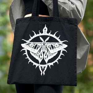 Baumwolltasche | Mond Motte | Moth Tasche | Luna Motte | Jutebeutel | Actias Luna | Stofftasche Handbedruckt | Tote Bag