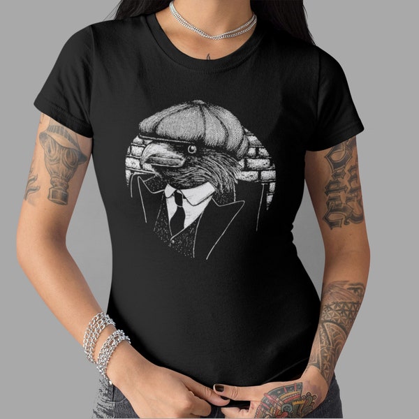 Damen T Shirt Schwarz | Schwarzer Rabe | Krähe | Surreales Bild | Goth Shirt | Schwarze Klamotten | Bio Shirt | Kunst Shirt | Raben Shirt