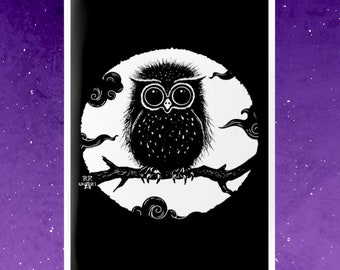 Mural | owls | Poster Black White | Cute owls pictures | Art print A4 / A5 | Halloween decoration | Ink drawing | Gothic images