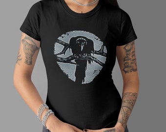 T-Shirt Women | Raven Crow | Figure-hugging | Organic Cotton | Goth Shirt Black | Dark Looks | Corvids