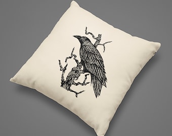 Pillow | Crow | Sofa cushion | Goth decoration | Pillow with cover | Raven | Decorative pillow | Living room decoration