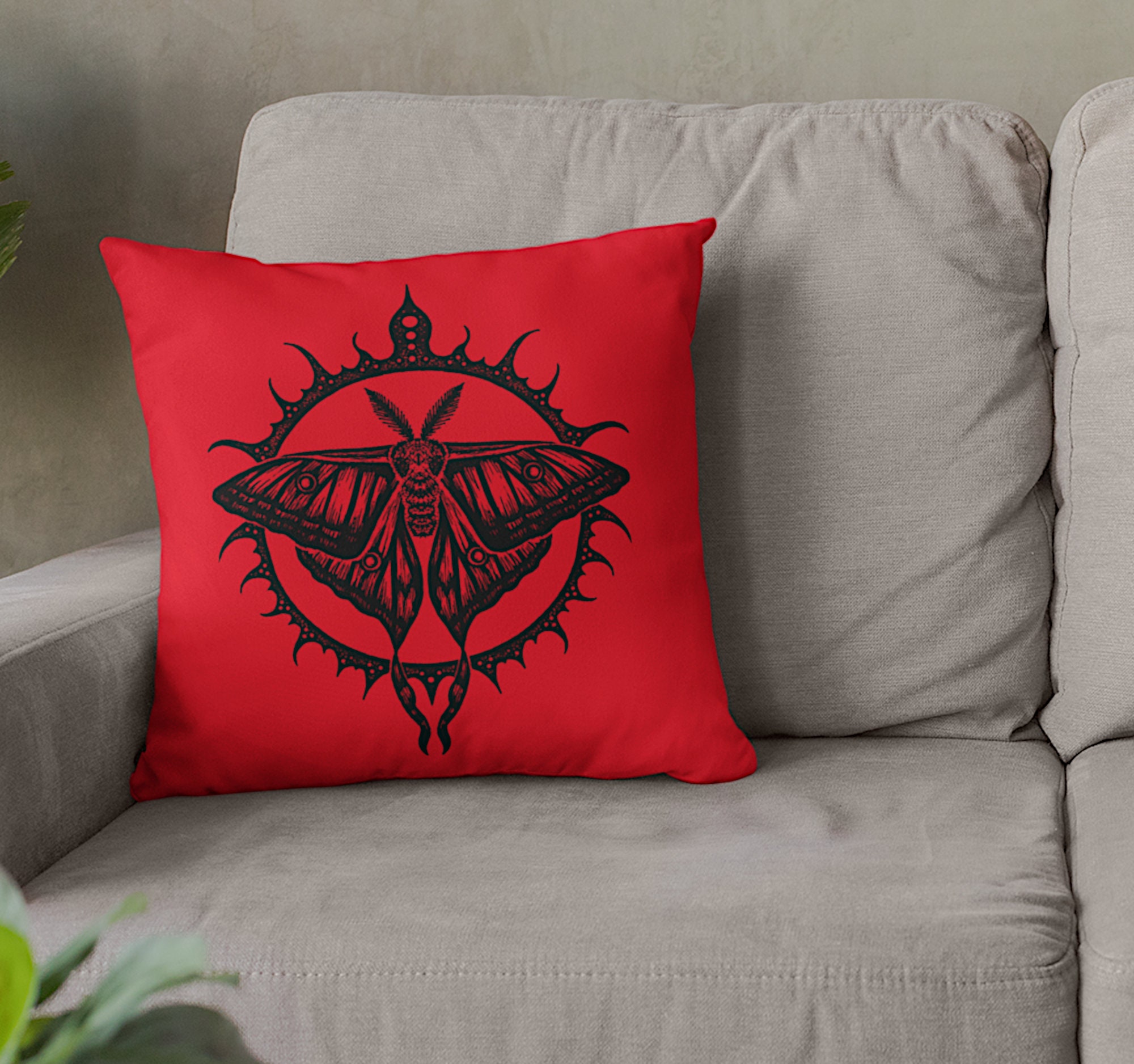 Pillow Moon Moth Sofa Cushion Goth Decoration Pillow With Cover Actias ...