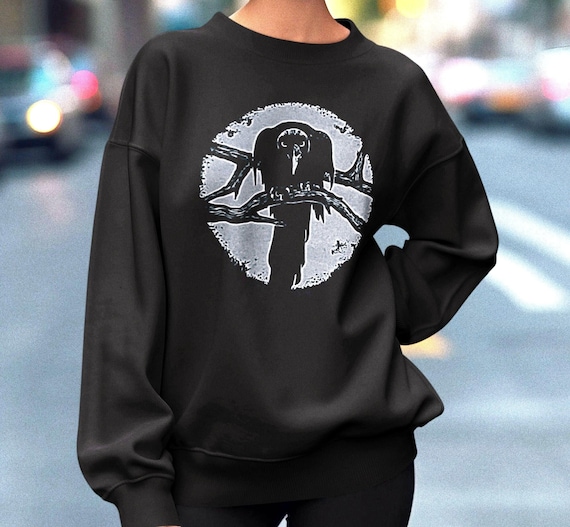 Sweatshirt Schwarz Unisex Rabe Pullover Sweater Langarmshirt