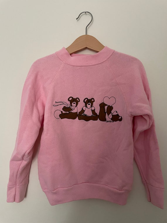 Pink Teddy Bear Raglan Sweatshirt