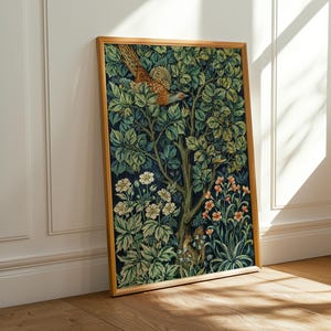 William Morris Textile Wall Art, Green and Blue Vintage Print, Antique Botanical Aesthetic, Downloadable PRINTABLE Wall Art, No. 445