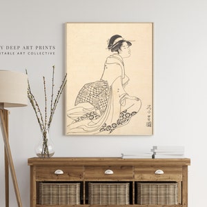 Arte de pared japonés elegante arte asiático antiguo japonés xilografía impresión vintage cartel japonés descargable IMPRIMIBLE arte de pared, No. 485
