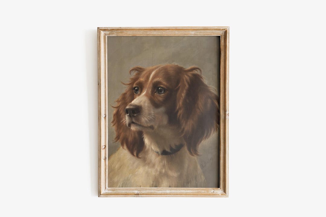 Vintage Dog Portrait Cocker Spaniel Print Antique Dog Oil Painting ...