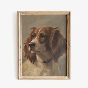 Vintage Dog Portrait Cocker Spaniel Print Antique Dog Oil Painting Moody Farmhouse Wall Decor Downloadable PRINTABLE Wall Art, No. 346