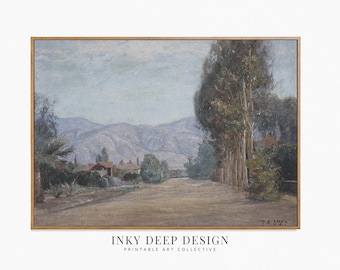 California Landscape Print Impressionist Countryside Mountain Range Painting Downloadable PRINTABLE Wall Art, No. 417