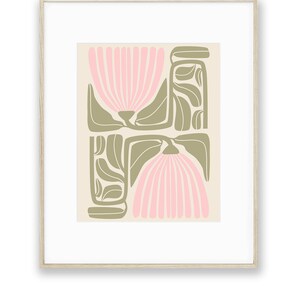 Blush Pink and Sage Green Wall Art Abstract Flower Print Boho Botanical ...